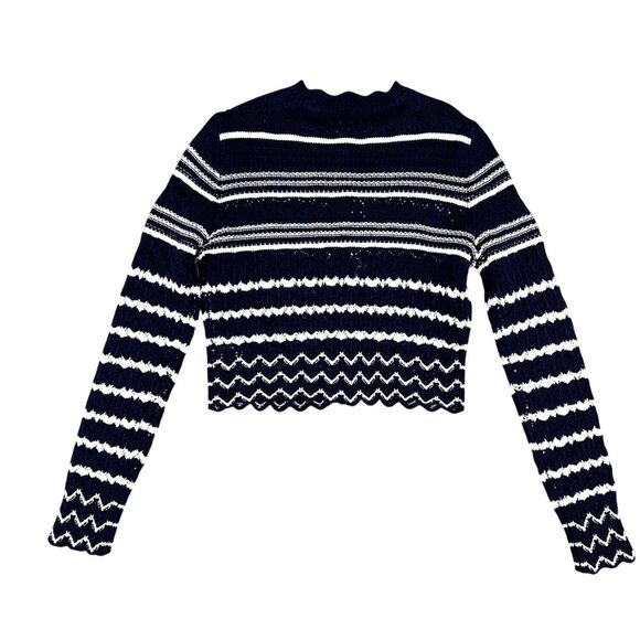 House Of Harlow 1960 Navy & White Cropped Knit Cardigan Sweater Button Front L - Picture 16 of 16